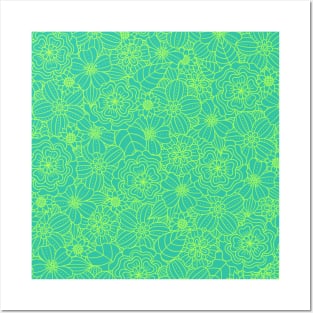 Flower pattern (green) Posters and Art